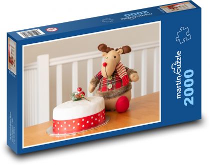 Zabawkowy renifer - Boże Narodzenie, ciasto - Puzzle 2000 elementów, rozmiar 90x60 cm