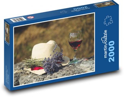 Klobouk - levandule, víno - Puzzle 2000 dílků, rozměr 90x60 cm
