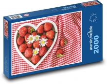 Srdce - jahody, dekorace Puzzle 2000 - 90x60 cm