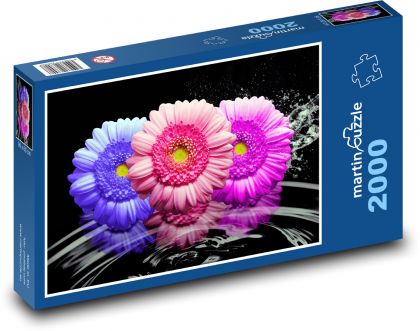 Barevné gerbery - květiny, květy - Puzzle 2000 dílků, rozměr 90x60 cm