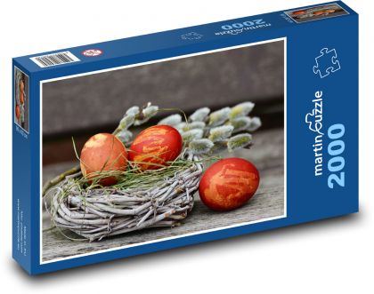 Pisanki - gniazdo, dekoracja - Puzzle 2000 elementów, rozmiar 90x60 cm