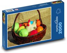 Motyw wielkanocny - dekoracja koszyka, jajka Puzzle 2000 elementów - 90x60 cm