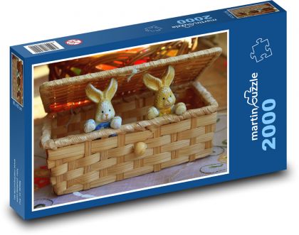 Bunnies - decoration, basket - Puzzle 2000 pieces, size 90x60 cm 