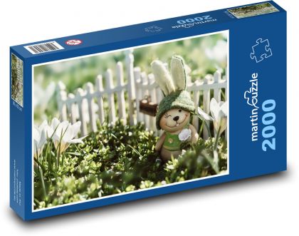 Velikonoční zajíček - krokusy, jaro - puzzle 2000 dílků