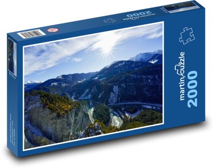 Hory - sníh, Švýcarsko - Puzzle 2000 dílků, rozměr 90x60 cm