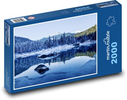 Jezero - Švýcarská krajina, zima - Puzzle 2000 dílků, rozměr 90x60 cm