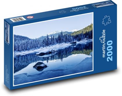 Jezero - Švýcarská krajina, zima - Puzzle 2000 dílků, rozměr 90x60 cm