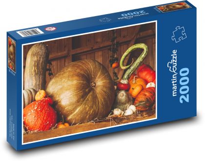 Olbrzymia dynia - jesień, zbiory - Puzzle 2000 elementów, rozmiar 90x60 cm