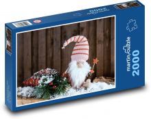Vánoční trpaslík - dekorace, zima  Puzzle 2000 dílků - 90 x 60 cm