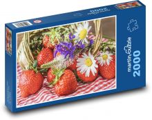 Zrelé jahody - kvety, ovocie Puzzle 2000 dielikov - 90 x 60 cm