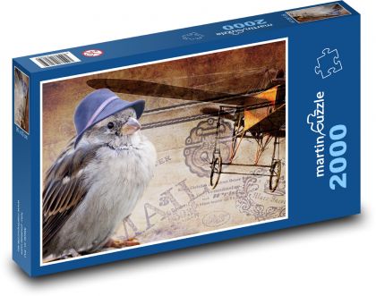 Wróbel - ptak, odlecieć - Puzzle 2000 elementów, rozmiar 90x60 cm