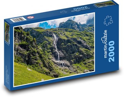 Hory - Alpy, vodopád - Puzzle 2000 dielikov, rozmer 90x60 cm 