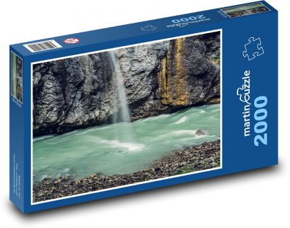 Vodopád - skala, rieka - Puzzle 2000 dielikov, rozmer 90x60 cm 