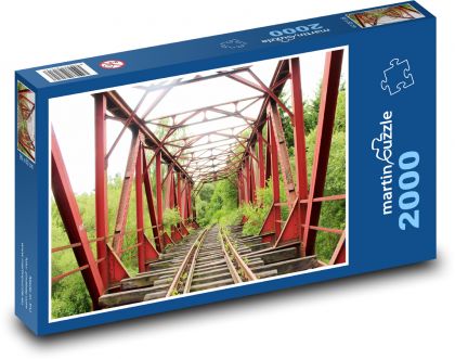 Železničná - železný most, železnica - Puzzle 2000 dielikov, rozmer 90x60 cm 