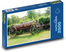 Historický vůz - zahrada, vesnice Puzzle 2000 dílků - 90 x 60 cm