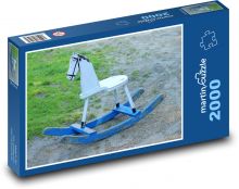 Houpací kůň - dřevěná hračka, zvíře Puzzle 2000 dílků - 90 x 60 cm