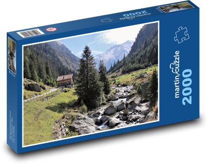 Výhled do dálky - hory, řeka - puzzle 2000 dílků