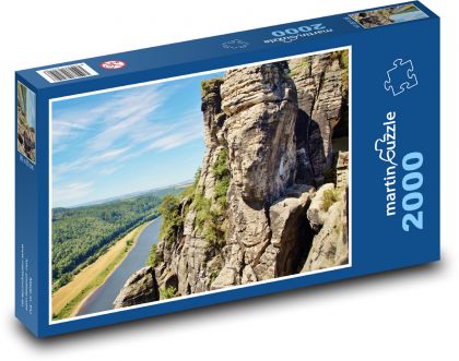 Pískovcové skály - Labe, Německo - Puzzle 2000 dílků, rozměr 90x60 cm