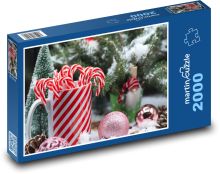 Vánoční dekorace - bonbón, Vánoce Puzzle 2000 - 90x60 cm