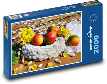 Velikonoční vajíčka - dekorace, jaro - Puzzle 2000 dílků, rozměr 90x60 cm