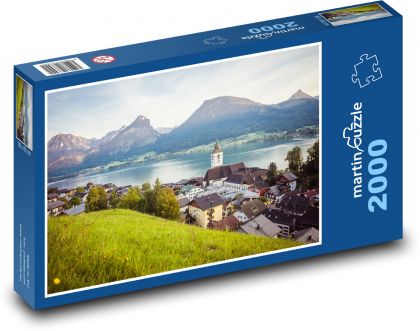 St Wolfgang - jezero, Rakousko - Puzzle 2000 dílků, rozměr 90x60 cm