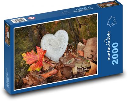 Heart - stone, autumn leaves - Puzzle 2000 pieces, size 90x60 cm 