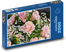 Rosenstrauß - rosa Blumen, Blume Puzzle 2000 Teile - 90 x 60 cm