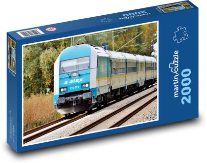 Lokomotiva - železnice, vlak - Puzzle 2000 dílků, rozměr 90x60 cm