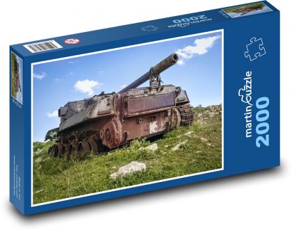 Hrdzavý tank - opustený, armáda - Puzzle 2000 dielikov, rozmer 90x60 cm 