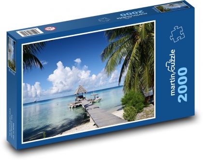 Atoll Rangiroa - pláž, loď - Puzzle 2000 dielikov, rozmer 90x60 cm 