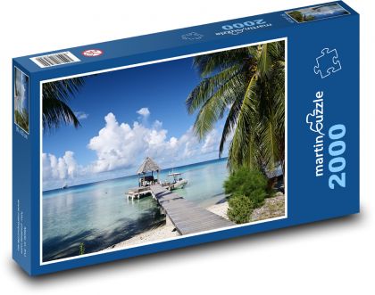 Atoll Rangiroa - beach, boat - Puzzle 2000 pieces, size 90x60 cm 