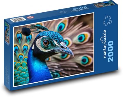 Kolorowy paw - ptak, zwierzę - Puzzle 2000 elementów, rozmiar 90x60 cm