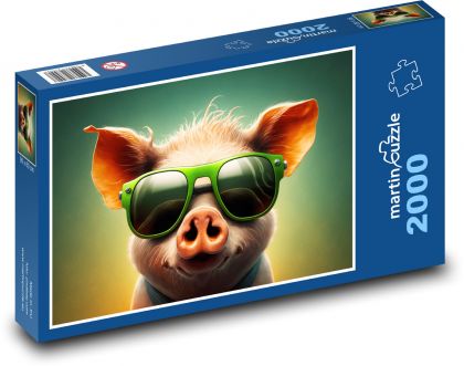 Pig - animal, glasses - Puzzle 2000 pieces, size 90x60 cm 