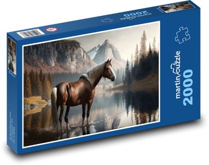 Pferd - See, Berge - Puzzle - 2000 Teile