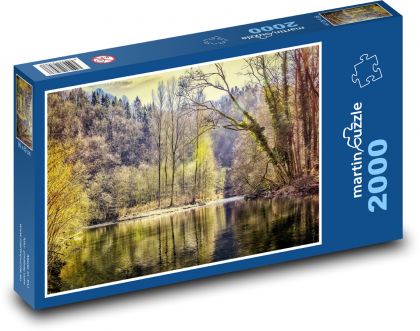 Les - jezero, stromy - puzzle 2000 dílků
