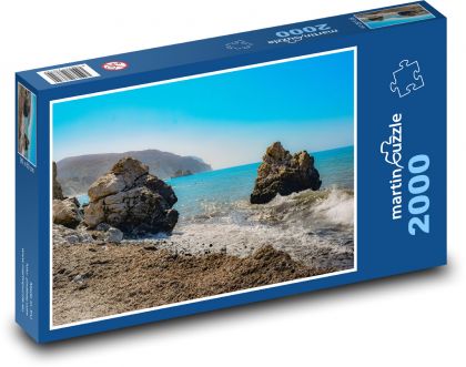 Skały - fale, morze - Puzzle 2000 elementów, rozmiar 90x60 cm