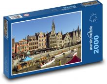 Gent - Belgicko, kanál Puzzle 2000 dielikov - 90 x 60 cm