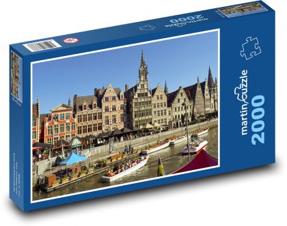 Gent - Belgie, kanál - Puzzle 2000 dílků, rozměr 90x60 cm