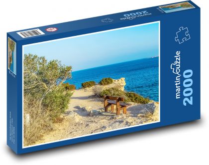 Výhľad na more - útes, krajina - Puzzle 2000 dielikov, rozmer 90x60 cm 