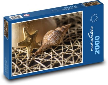 Mořská hvězdice - pláž, mušle - Puzzle 2000 dílků, rozměr 90x60 cm