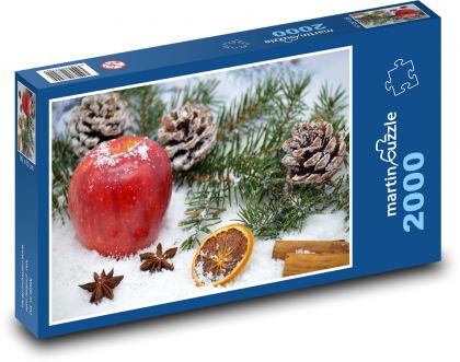 Christmas - red apple, doughnut - Puzzle 2000 pieces, size 90x60 cm 