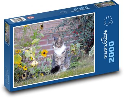 Mačka - domáce zviera, záhrada - Puzzle 2000 dielikov, rozmer 90x60 cm 