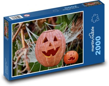 Carved pumpkin - autumn, halloween - Puzzle 2000 pieces, size 90x60 cm 
