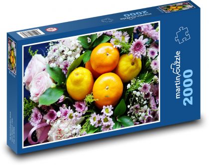 Květiny - ovoce, citrony  - Puzzle 2000 dílků, rozměr 90x60 cm