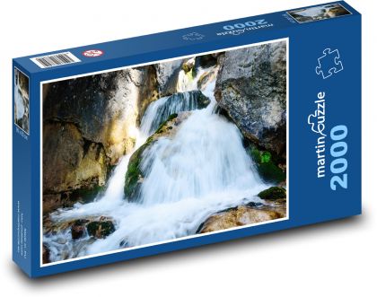 Vodopád - potok, voda - Puzzle 2000 dílků, rozměr 90x60 cm