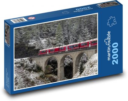 Švýcarsko - vlak, železnice - Puzzle 2000 dílků, rozměr 90x60 cm