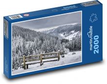 Zima - sníh, les Puzzle 2000 dílků - 90 x 60 cm
