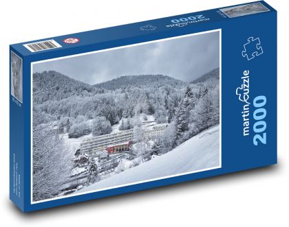 Verschneites Dorf - Deutschland, Wald - Puzzle - 2000 Teile