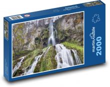 Vodopád v lese - řeka, příroda Puzzle 2000 dílků - 90 x 60 cm