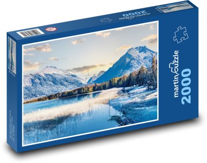 Schneebedeckte Berge - Winter, See - Puzzle - 2000 Teile